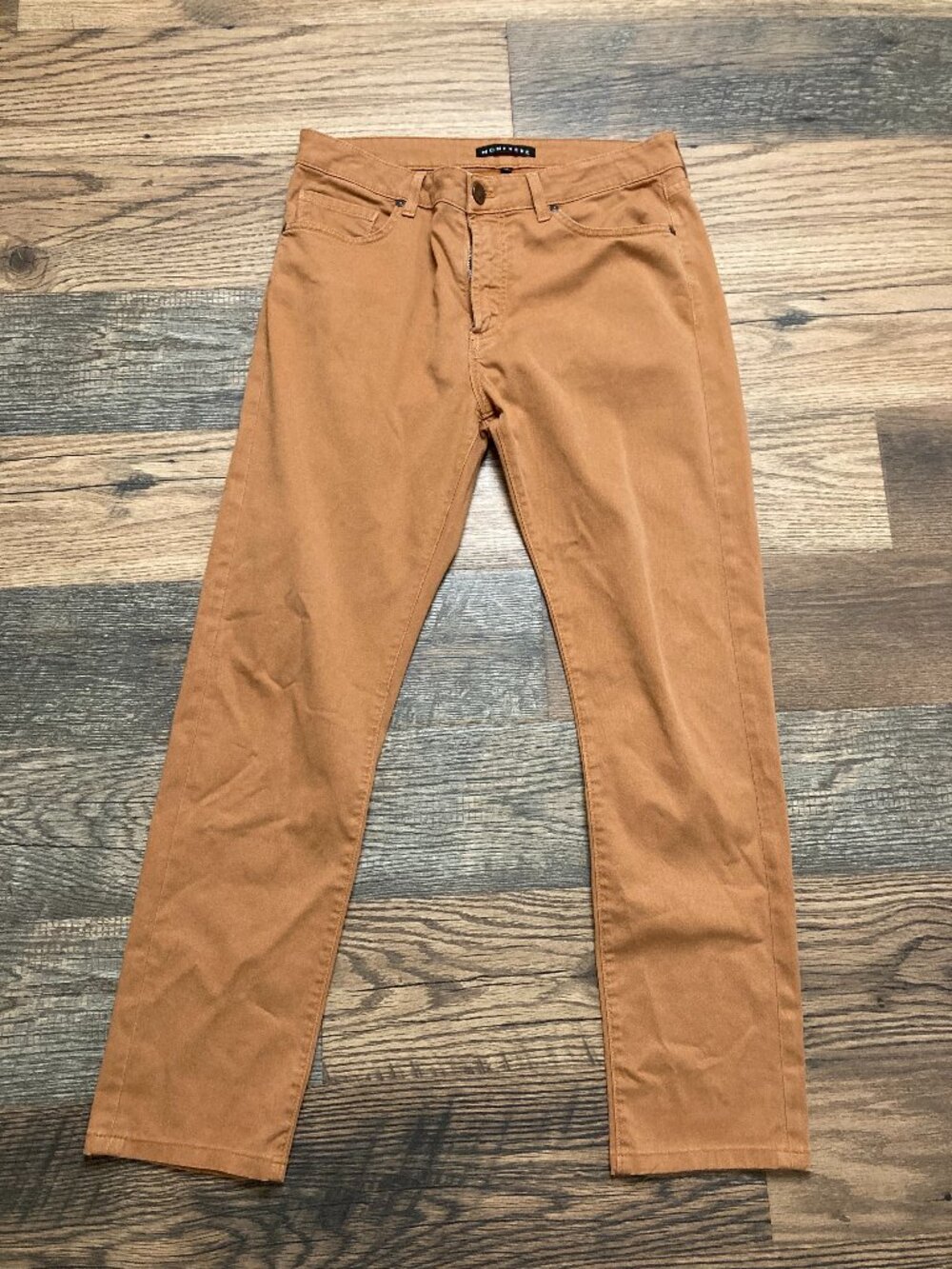 MONFRERE Brando Jeans Men’s 33 Brown Stretch Tencel Slim Straight 28” Inseam